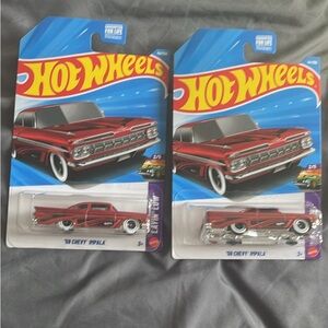 Mattel Hot Wheels Red '59 Chevy Impala Toy Car - Pack of 2